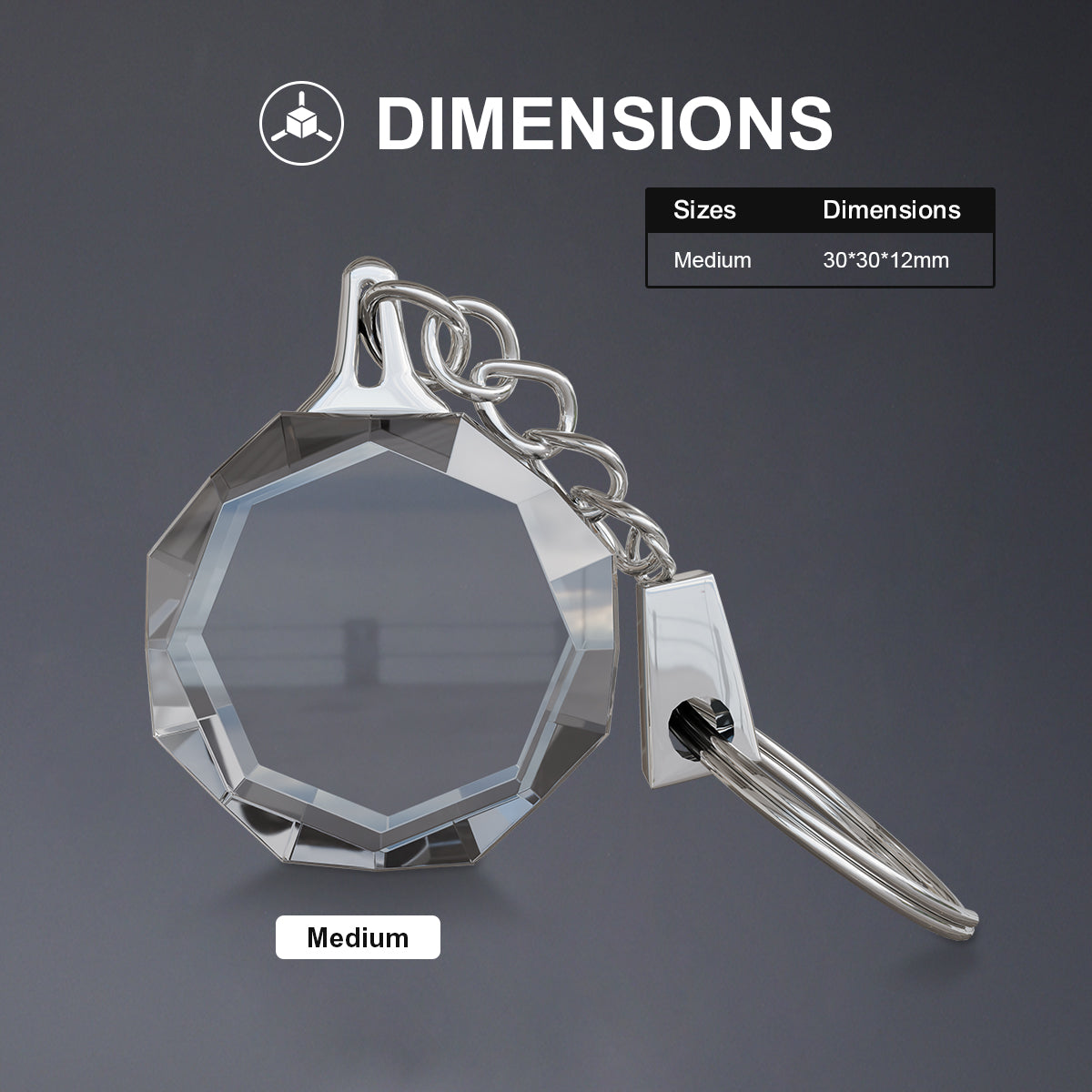 3D octagon crystal keychain GEMGLOW 3D