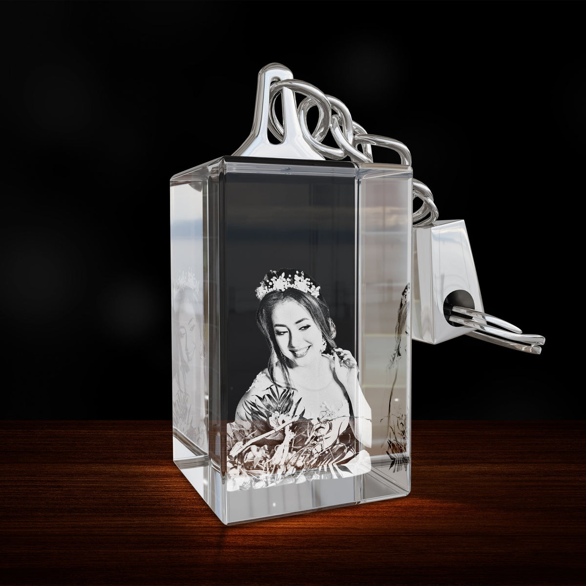 2D Crystal Photo Keychain - Rectangle GEMGLOW 3D